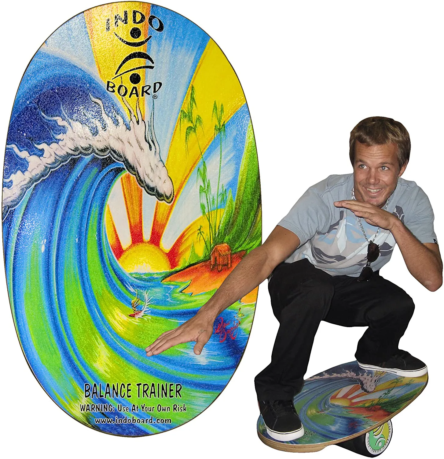 INDO BOARD Original - Balance Board for Fun, Fitness and Sports Training - Comes with 30" X 18" Non-Slip Deck and a 6.5" Roller - 11 Color Choices