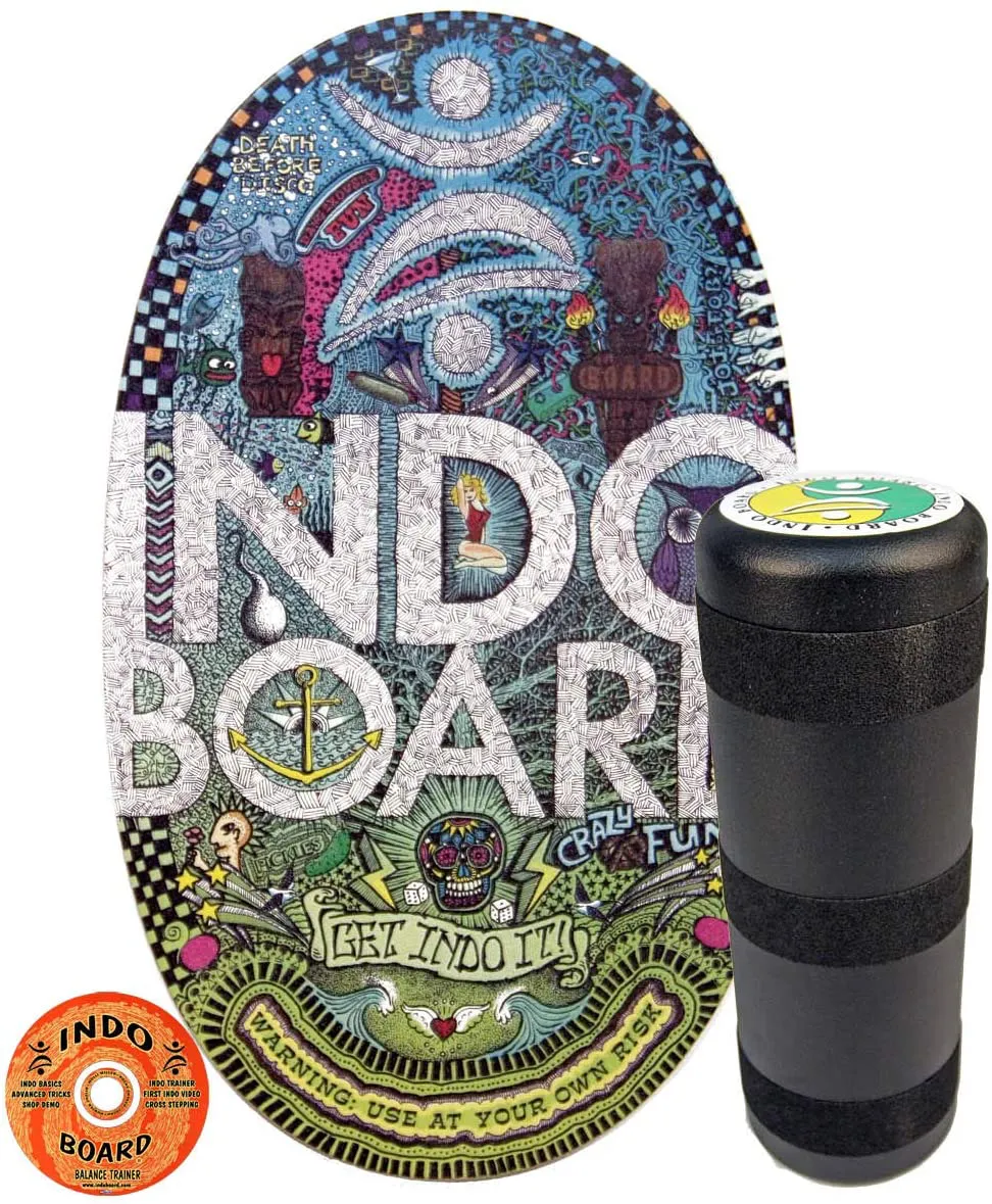 INDO BOARD Original - Balance Board for Fun, Fitness and Sports Training - Comes with 30" X 18" Non-Slip Deck and a 6.5" Roller - 11 Color Choices