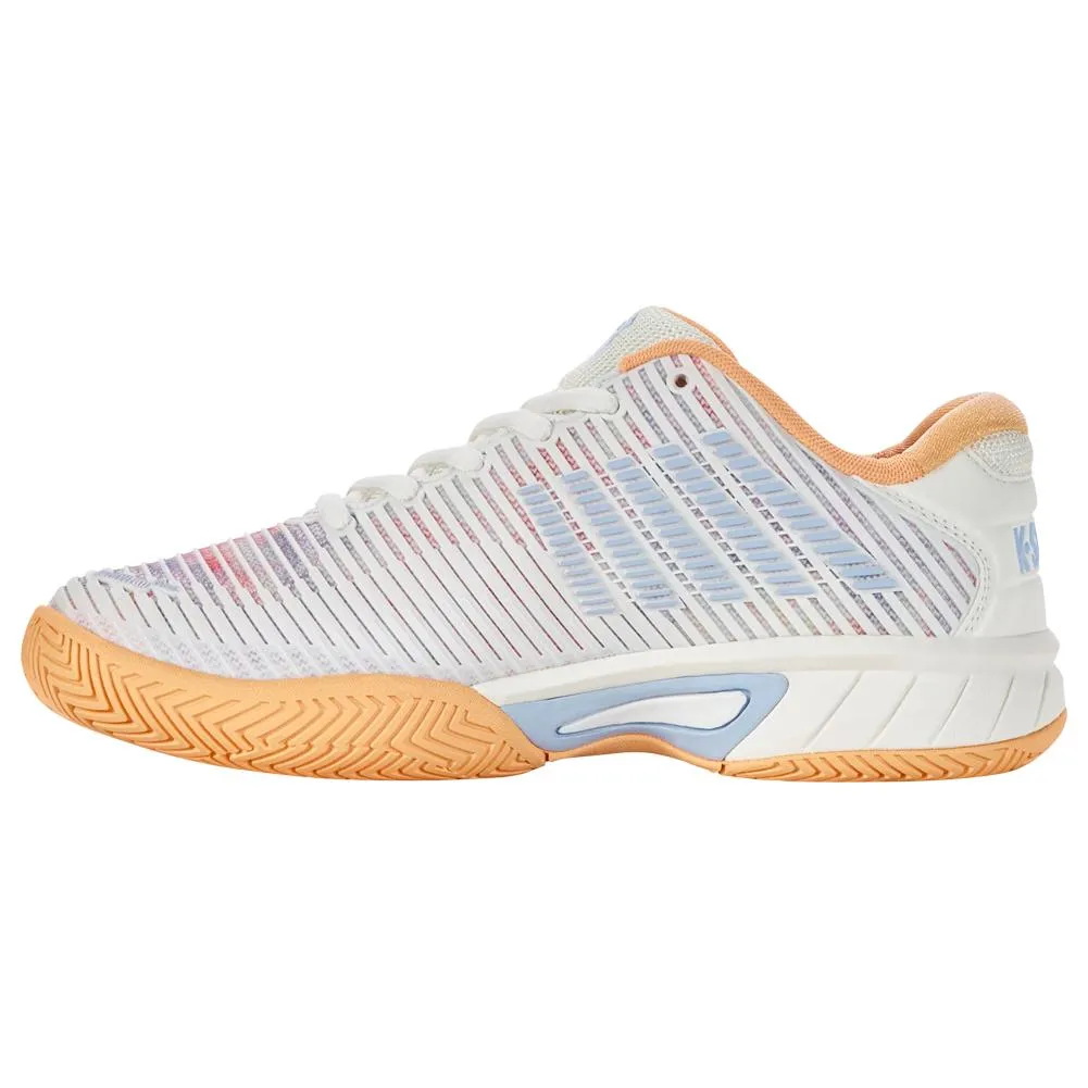 Juniors` Hypercourt Express 2 Tennis Shoes Star White and Peach Fuzz