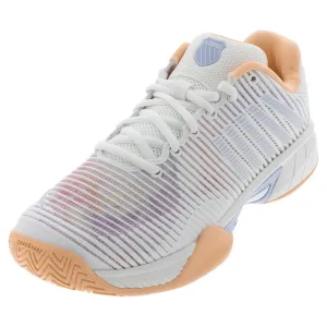 Juniors` Hypercourt Express 2 Tennis Shoes Star White and Peach Fuzz