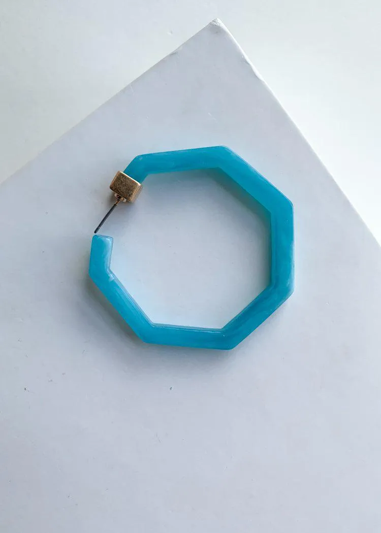 Ladadee Turquoise Acrylic Geometic Hoops