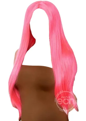 Leg Avenue Long Straight 33" Center Part Wig Neon Pink One Size