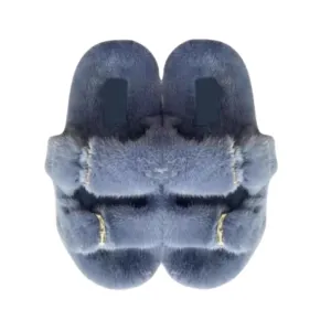 Luxe Mink Slide Sandals - Denim