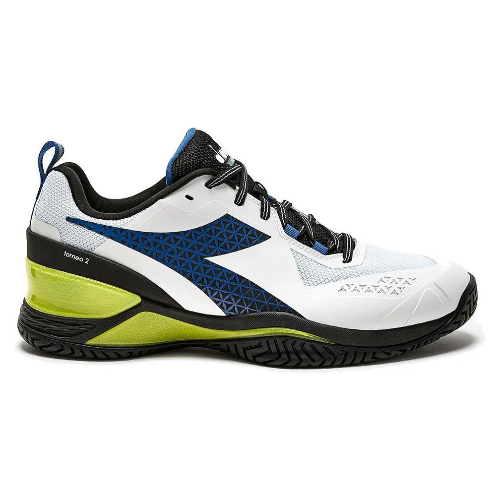 Men's Blushield Torneo 2 AG Tennis Shoes White and Deja Vu Blue