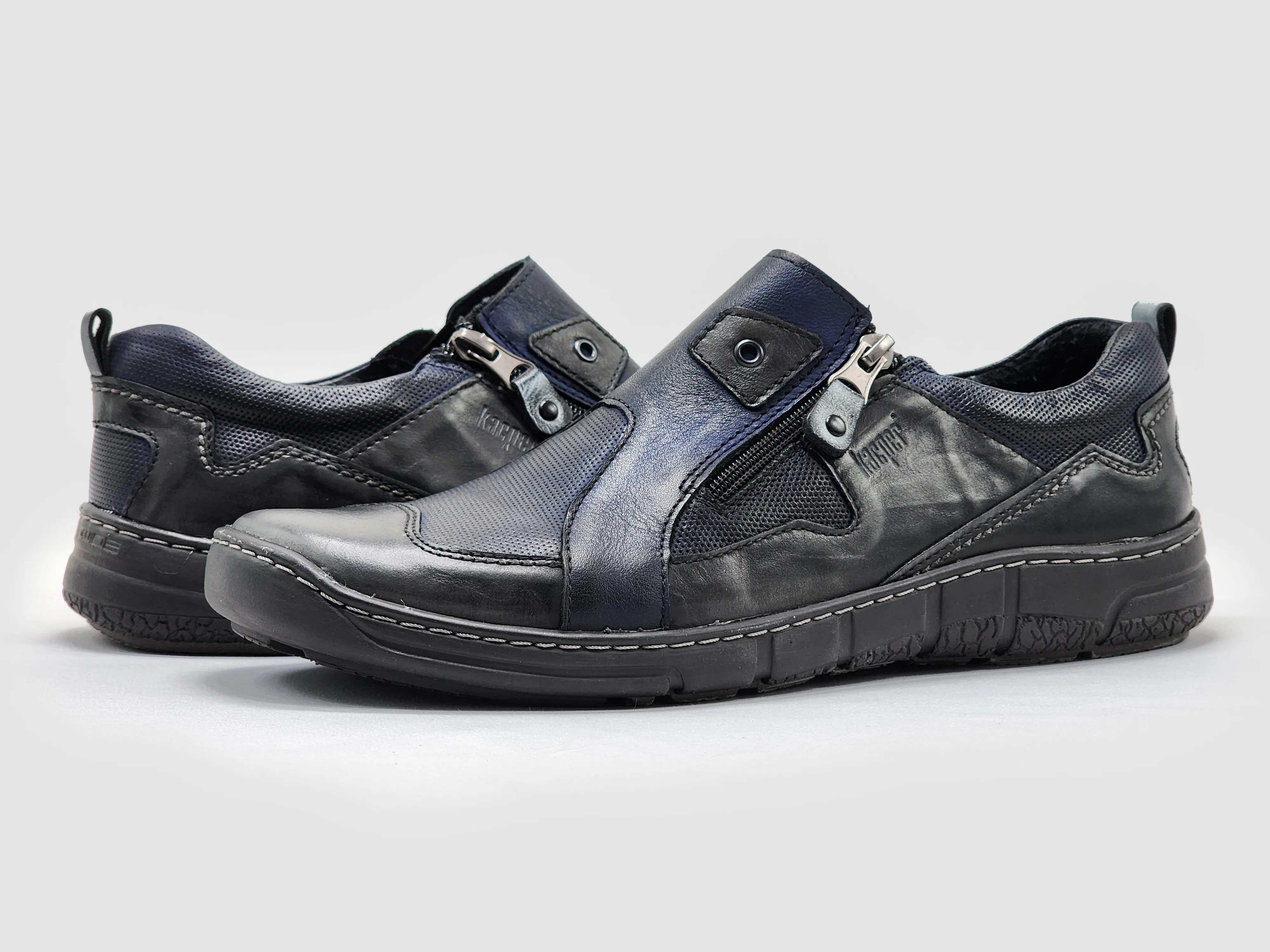 Men's Everyday Slip-On Leather Shoes - Black/Navy