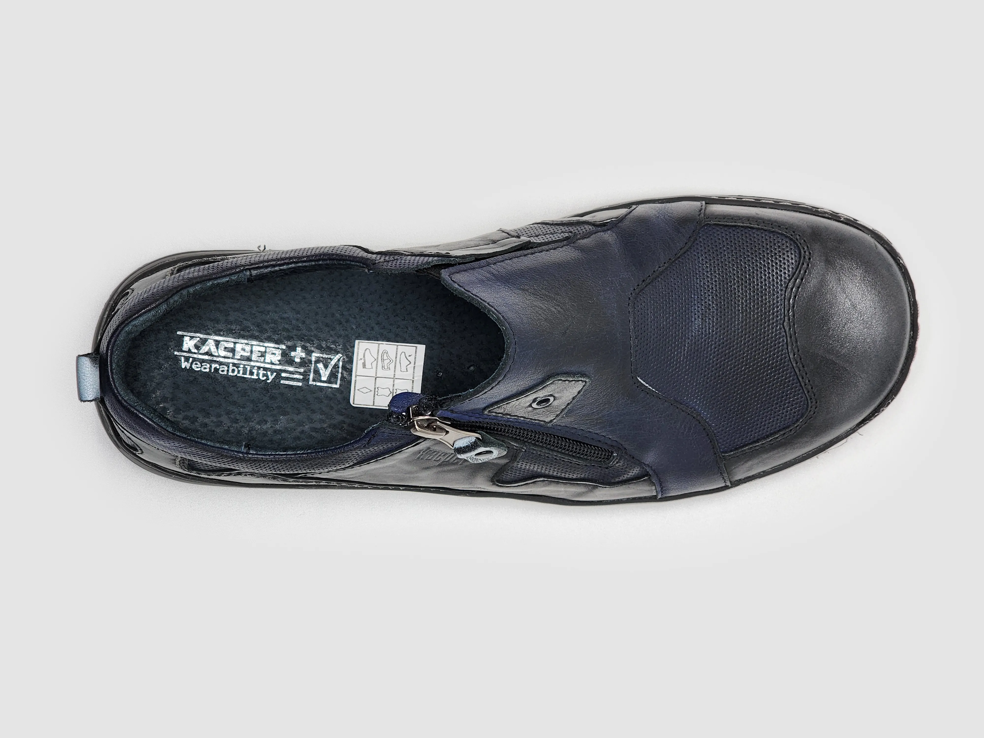 Men's Everyday Slip-On Leather Shoes - Black/Navy