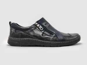 Men's Everyday Slip-On Leather Shoes - Black/Navy