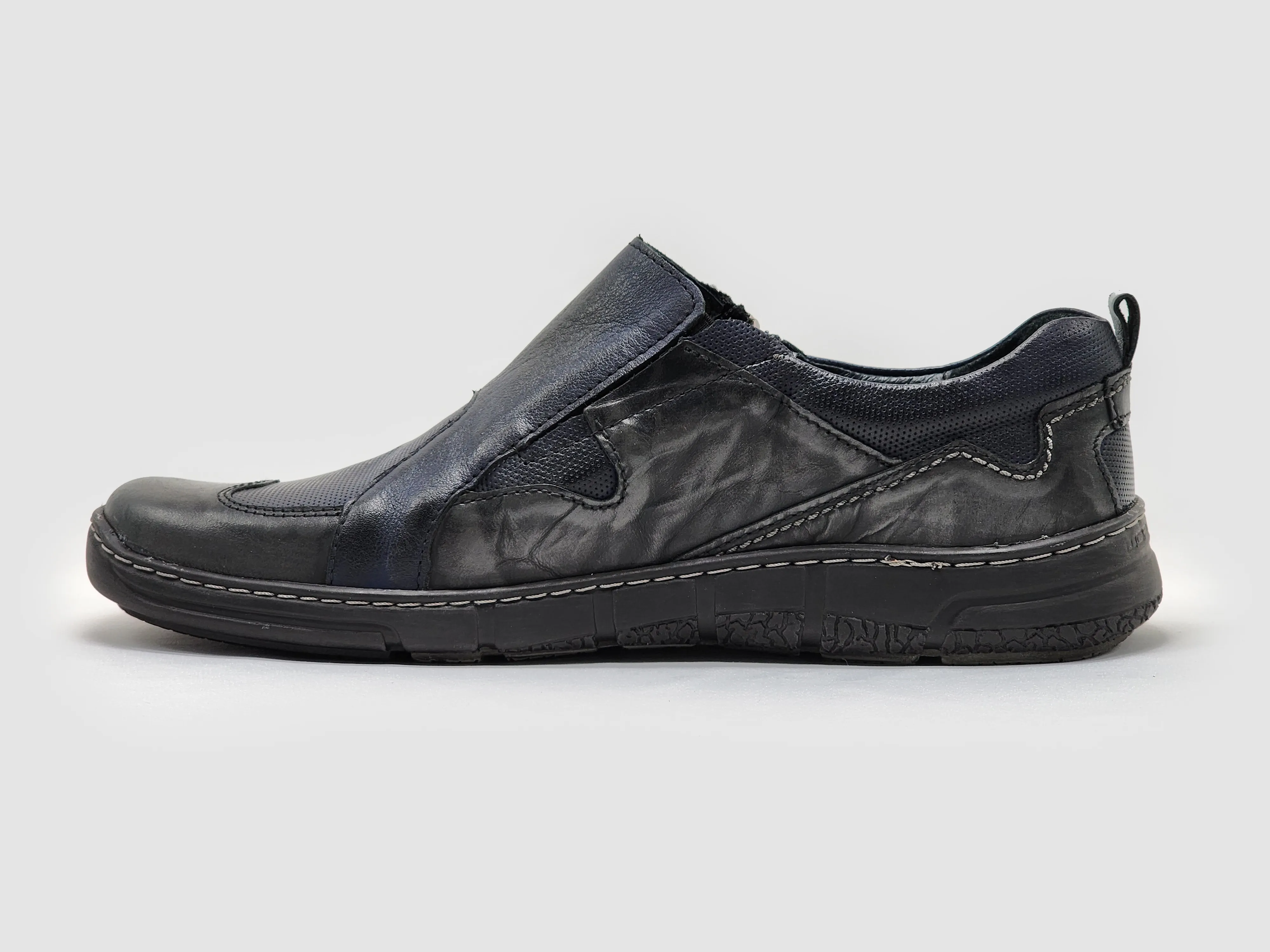 Men's Everyday Slip-On Leather Shoes - Black/Navy