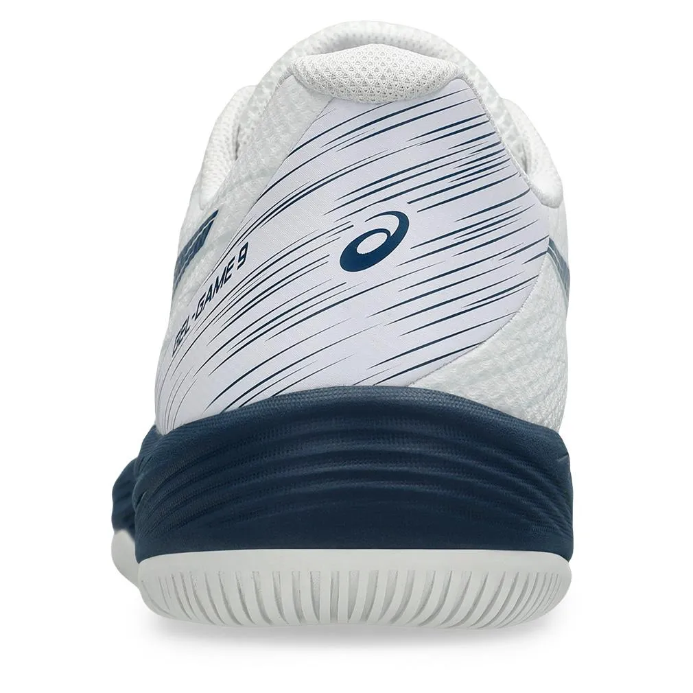 Mens Gel-Game 9 Tennis Shoes White and Mako Blue