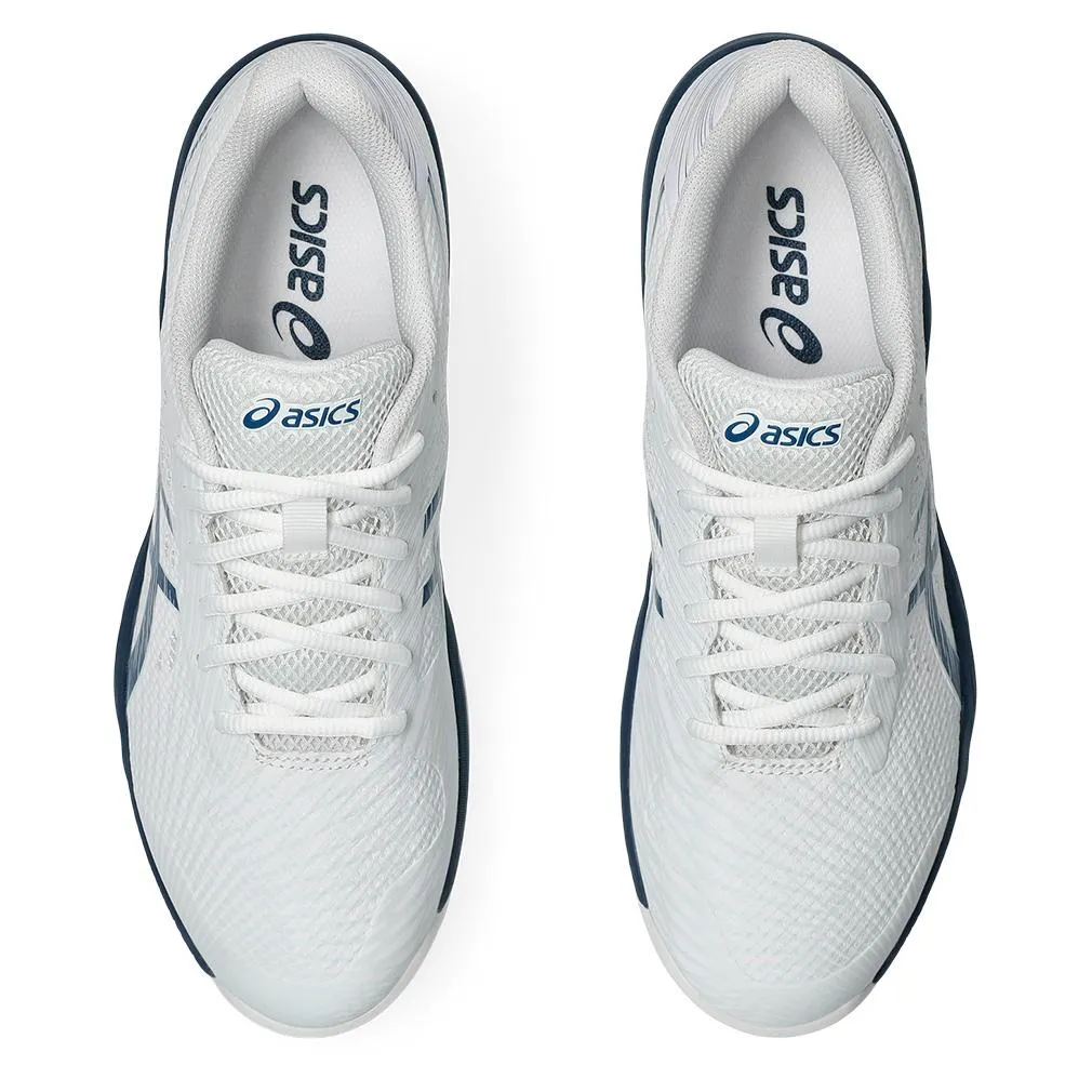 Mens Gel-Game 9 Tennis Shoes White and Mako Blue