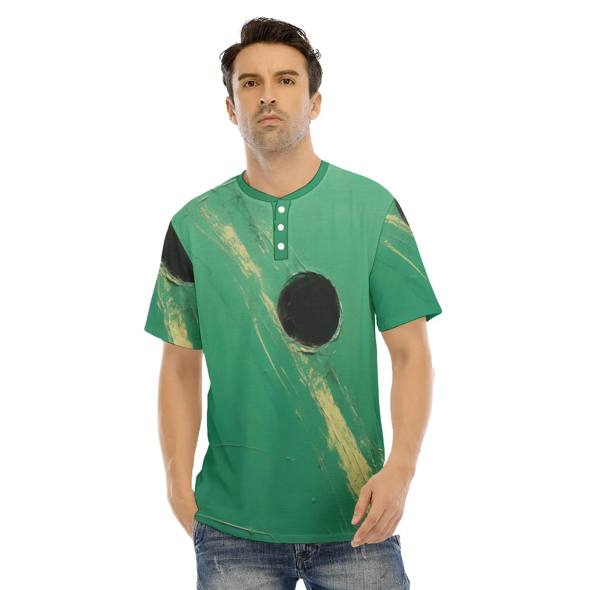 Men's Short Sleeve T-shirt With Button Closure #y187