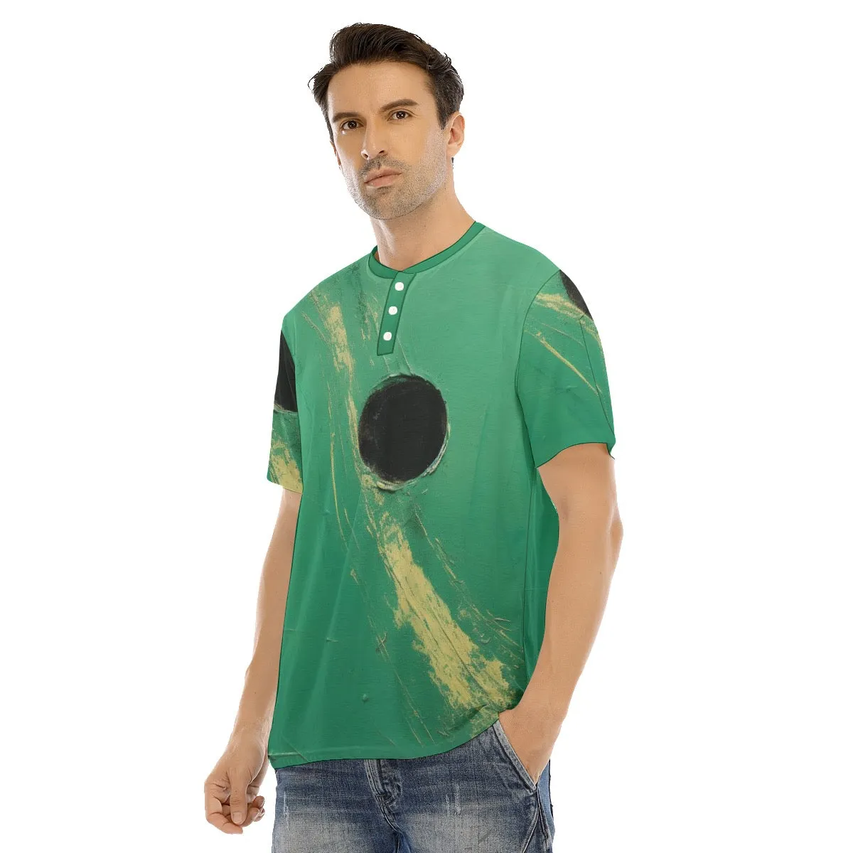 Men's Short Sleeve T-shirt With Button Closure #y187