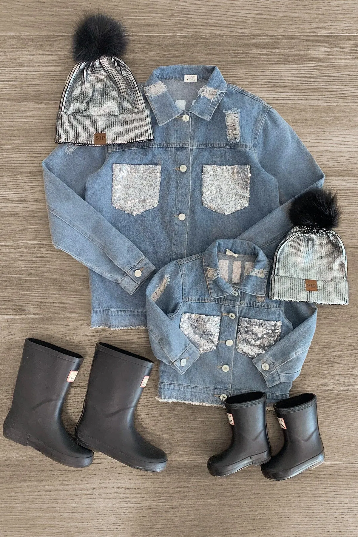 Mom & Me - "Mama & Mini" Chenille Patch Denim Jacket