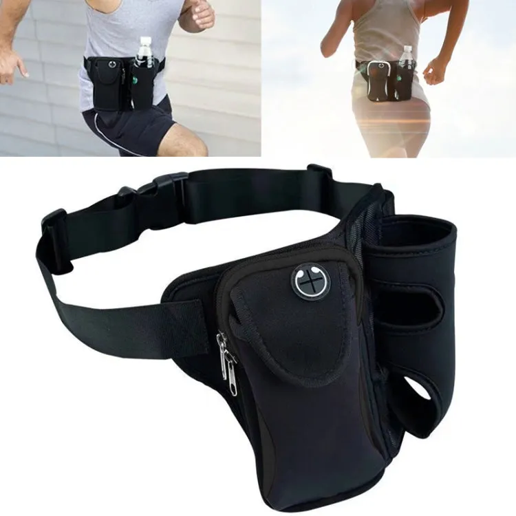 Multi-functional Unisex Running Outdoor Sports Water Bottle Waist Bag(Black)