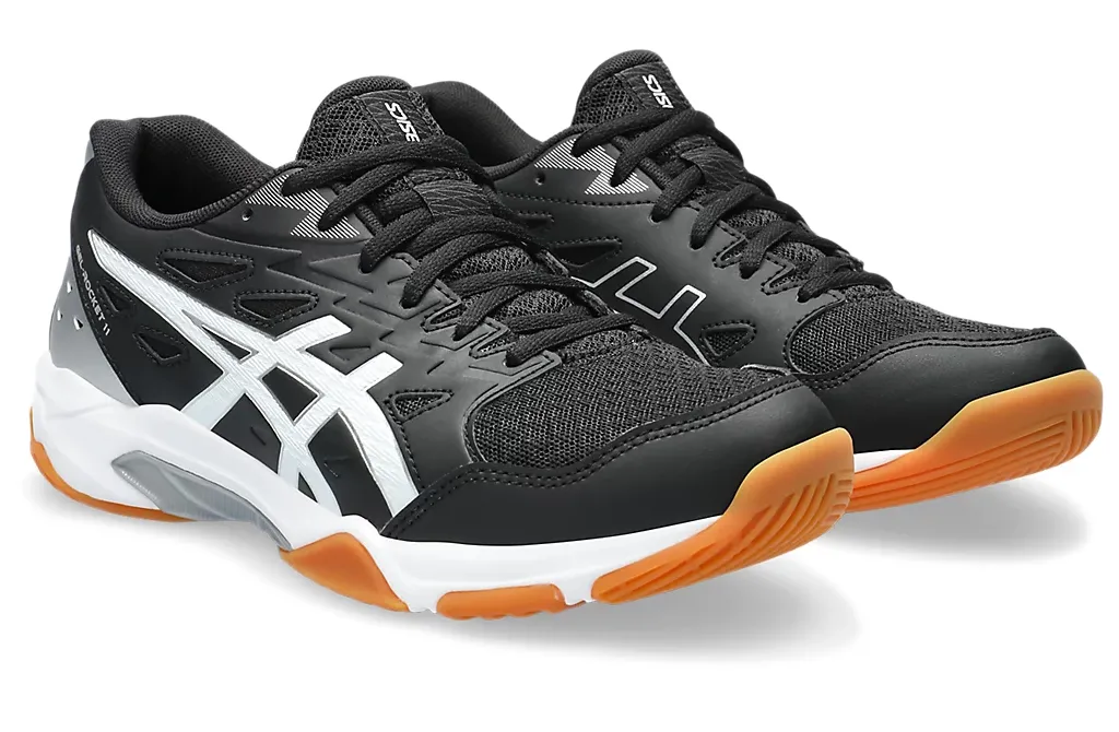 new -Asics Gel-Rocket 11 Women's Court Shoes, Black/Pure Silver