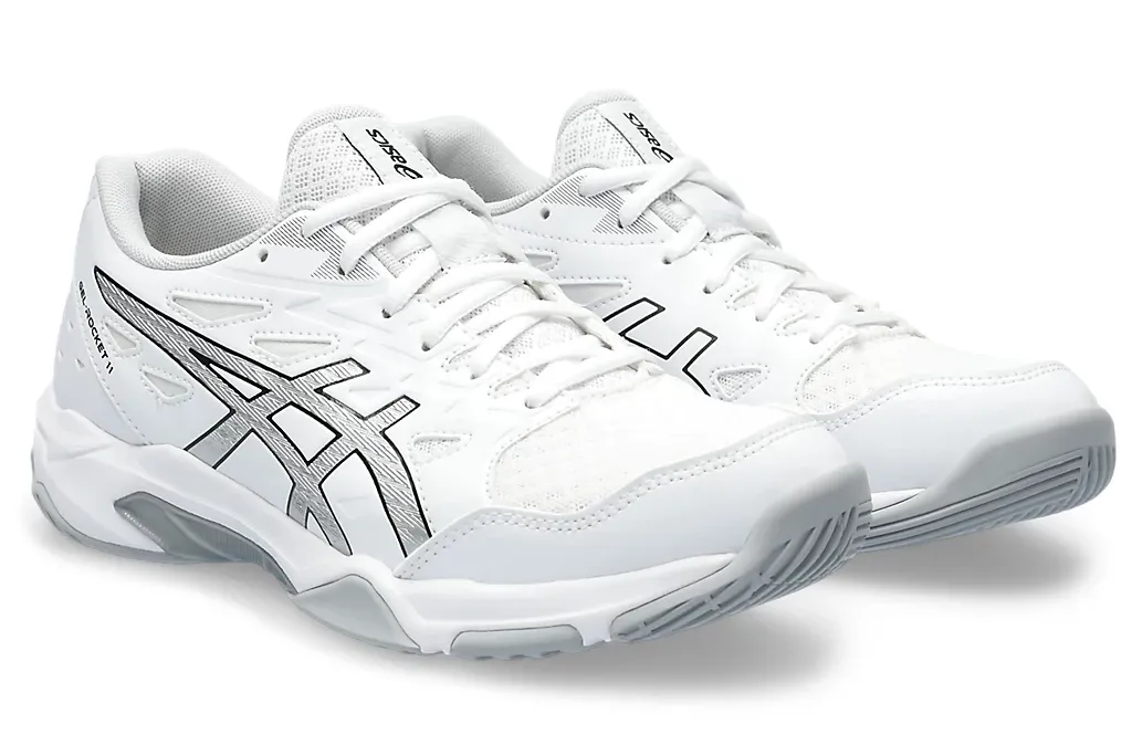 new - Asics Gel-Rocket 11 Women's Court Shoes, White/Pure Silver