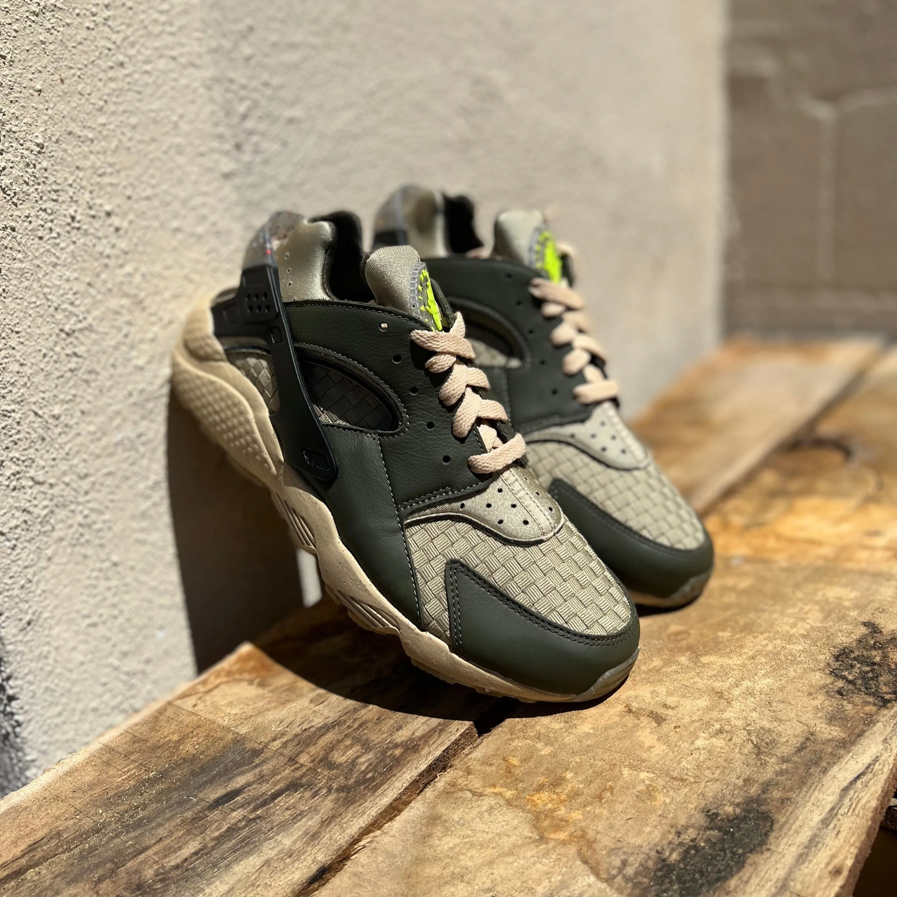 Nike Air Huarache Crater Cargo Khaki and Limestone