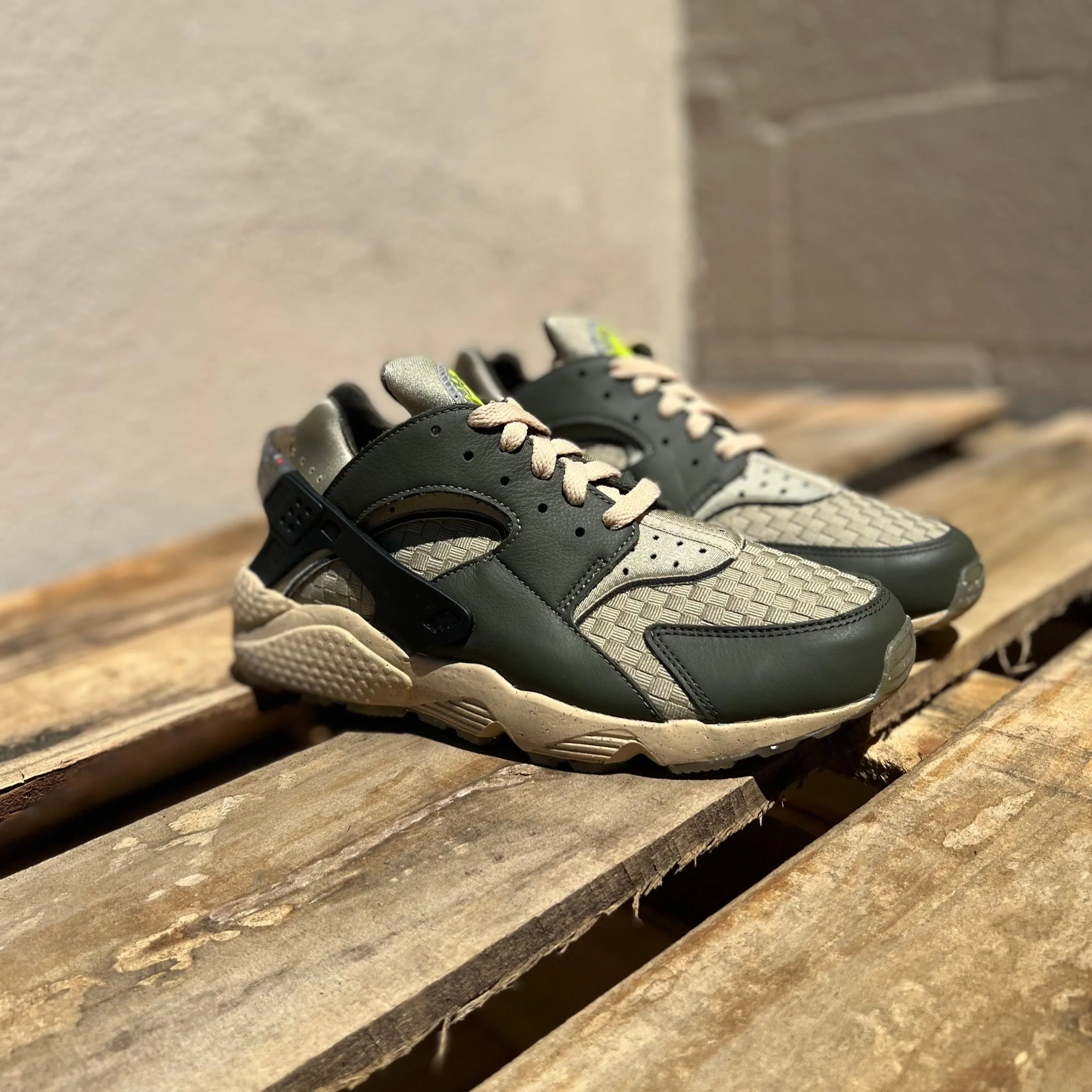 Nike Air Huarache Crater Cargo Khaki and Limestone