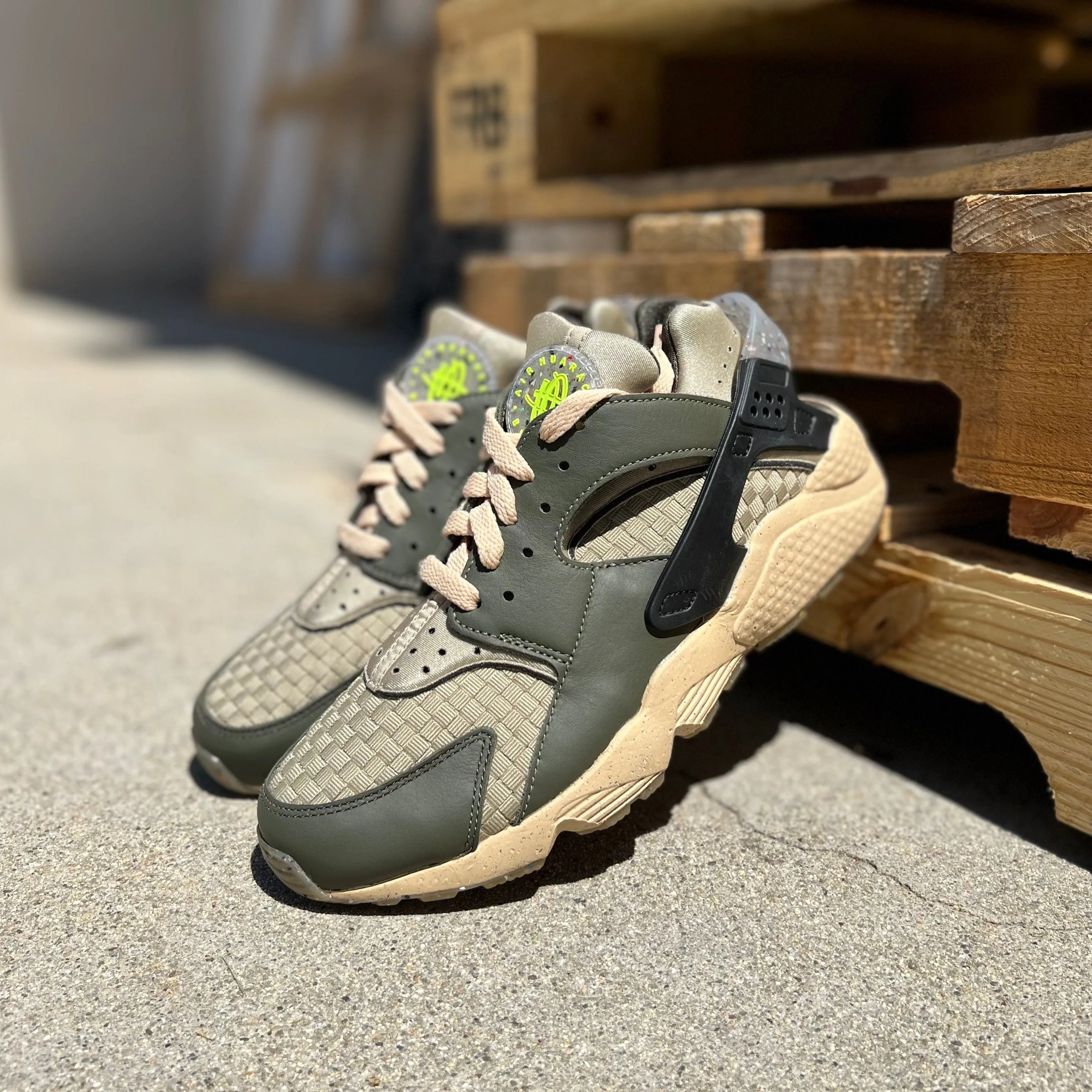 Nike Air Huarache Crater Cargo Khaki and Limestone