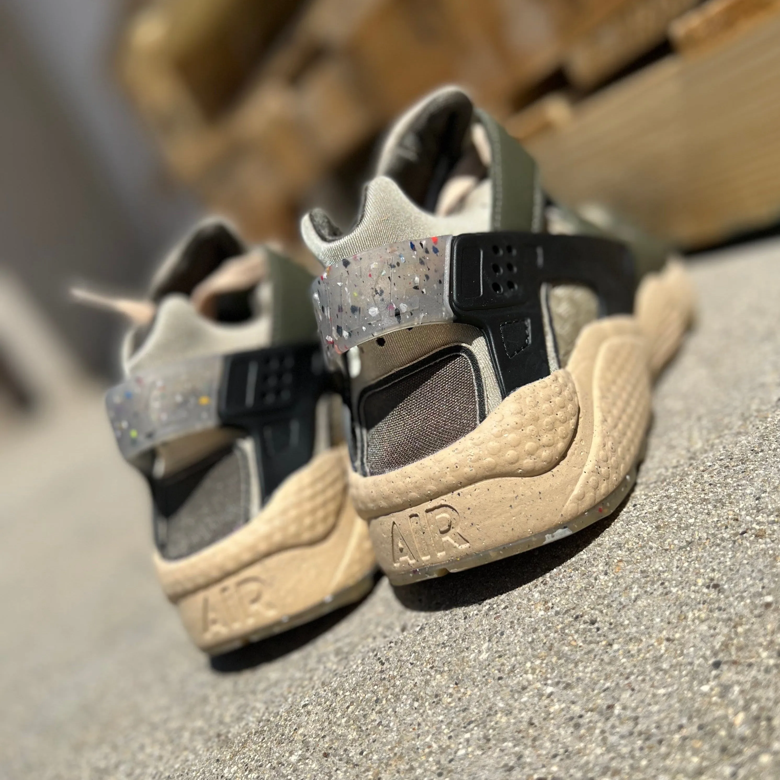 Nike Air Huarache Crater Cargo Khaki and Limestone