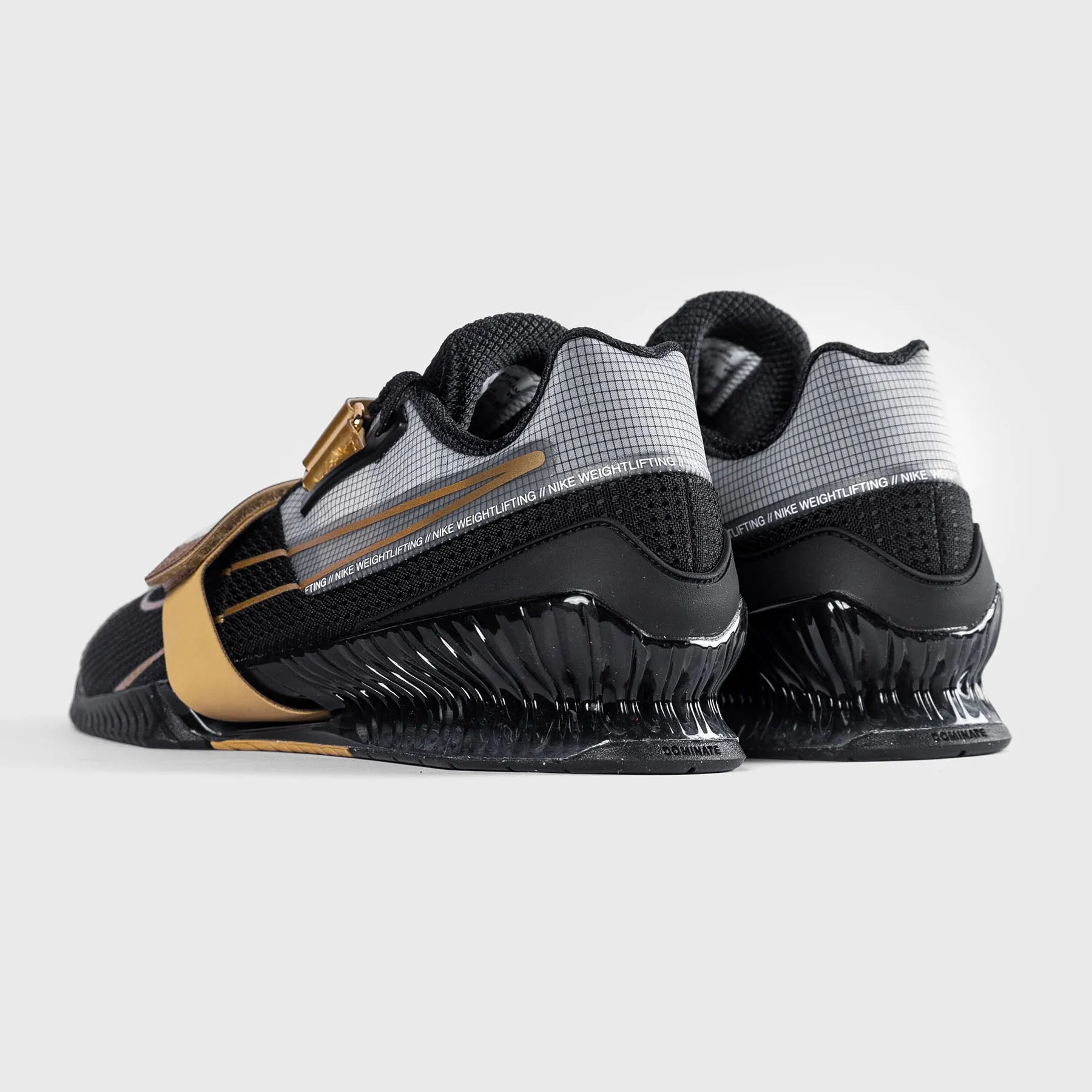 Nike - Romaleos 4 Weightlifting Shoes - BLACK/METALLIC GOLD-WHITE