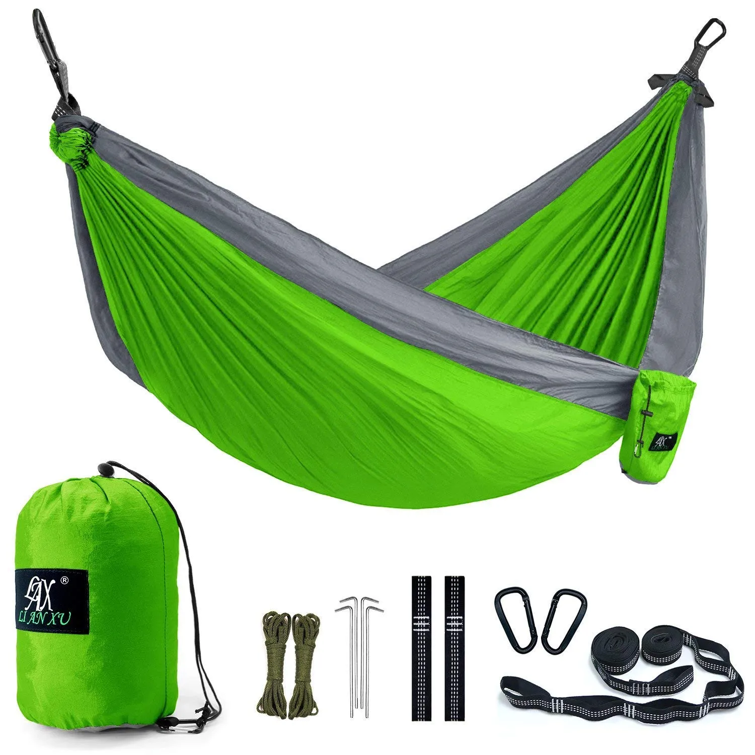 Nylon Parachute Double Camping Hammock & Straps