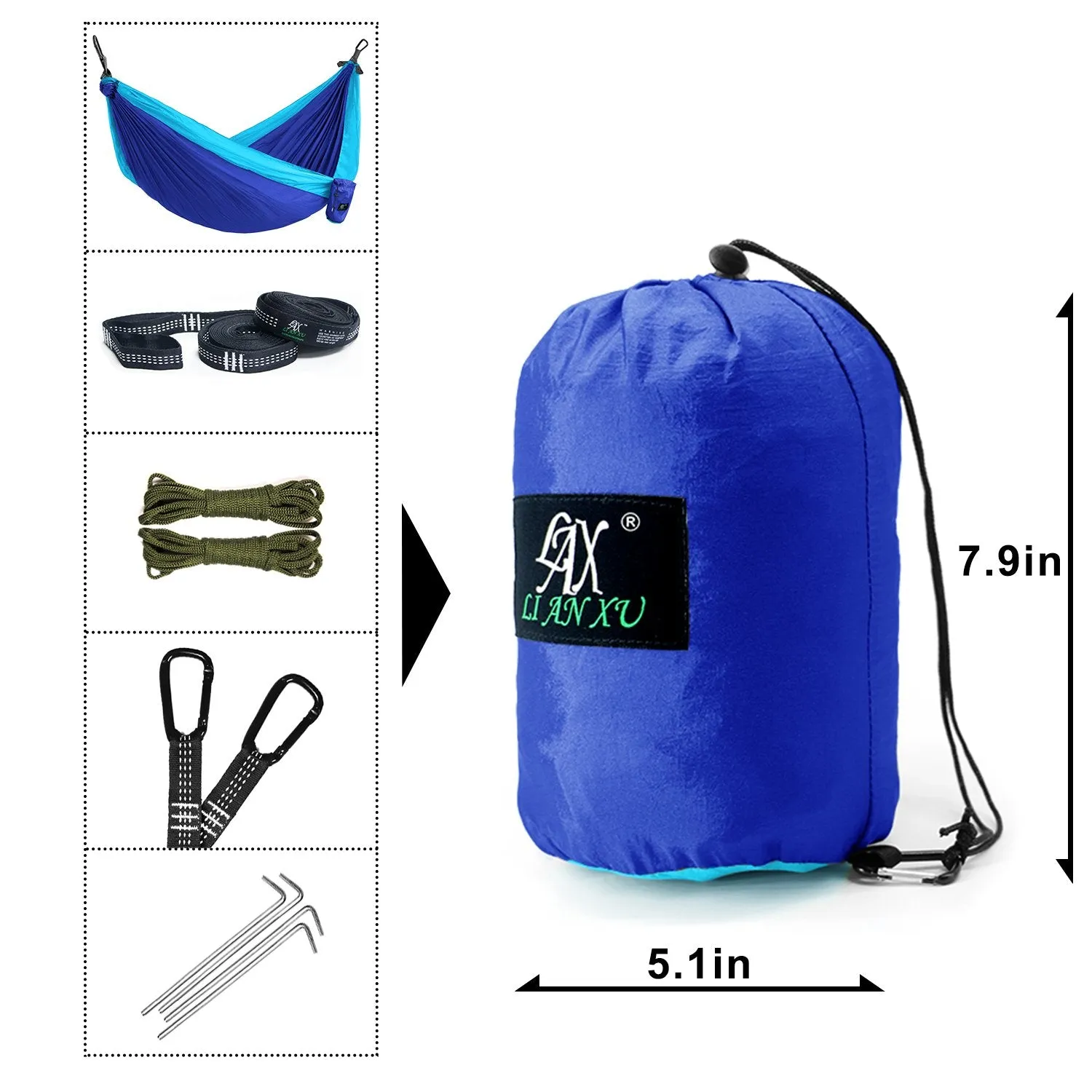 Nylon Parachute Double Camping Hammock with Straps - LAX LI AN XU