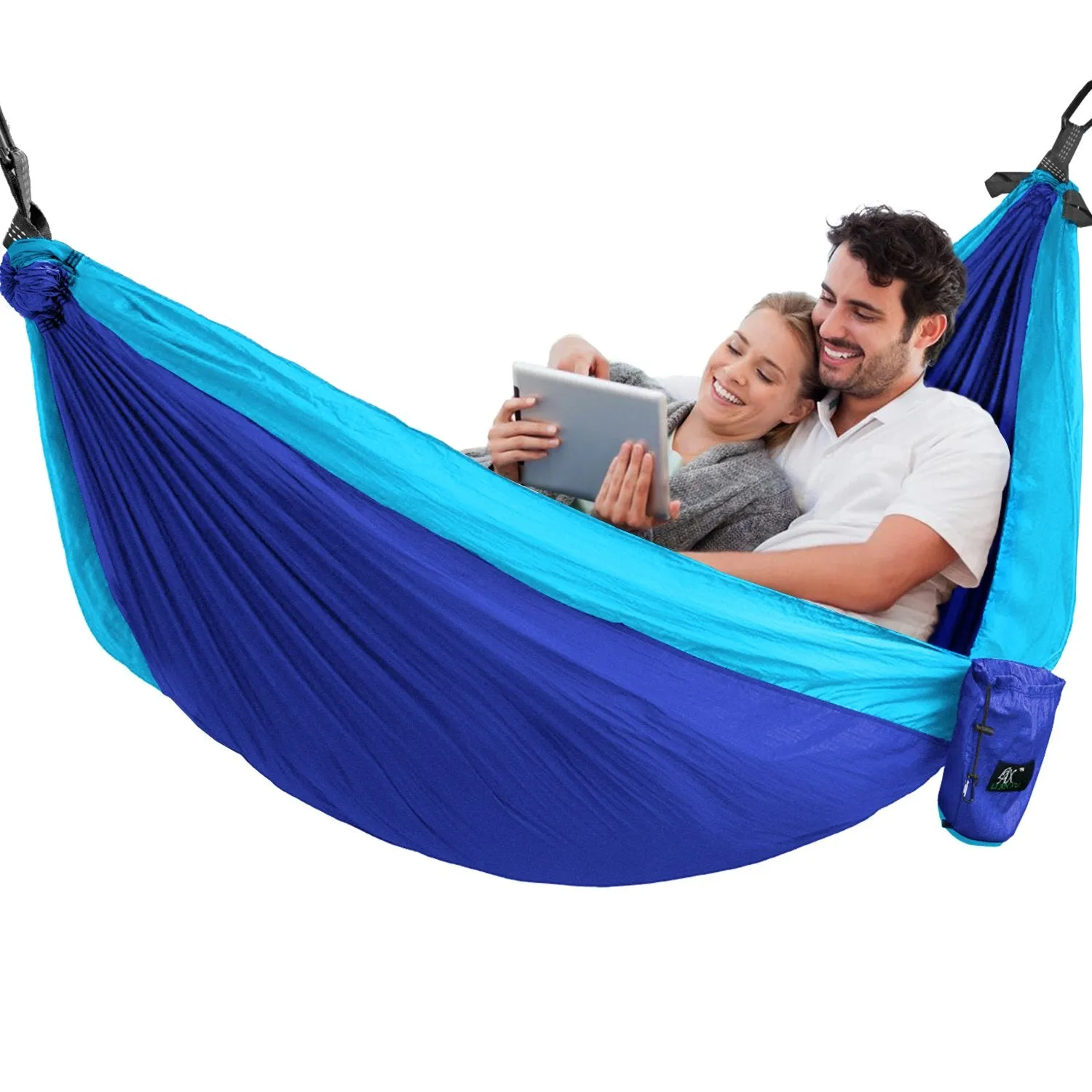 Nylon Parachute Double Camping Hammock with Straps - LAX LI AN XU