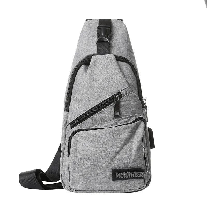 Nylon Sling Backpack Bag for Men & Women,Portable USB Charging,Crossbody Shoulder Bag