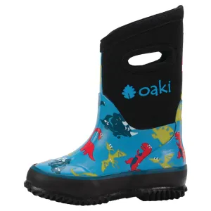 Oaki | Blue Dinosaurs Neoprene Rain/Snow Boots