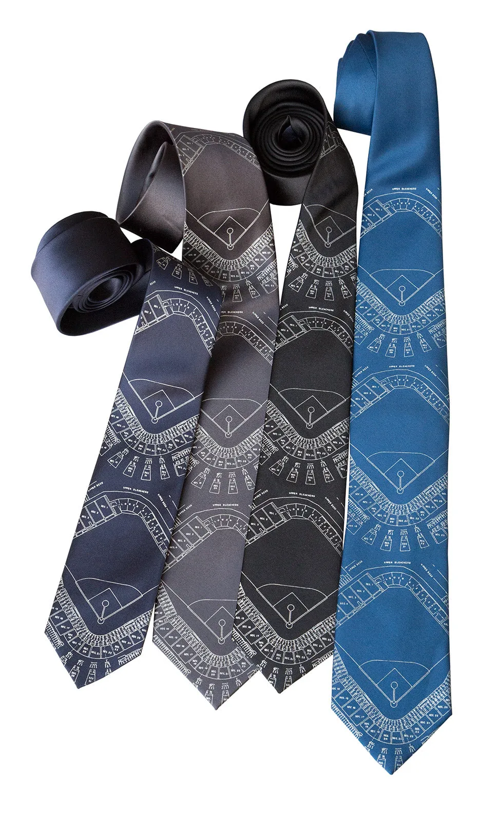 Old Tiger Stadium Blueprint Necktie, Historic Detroit Tie