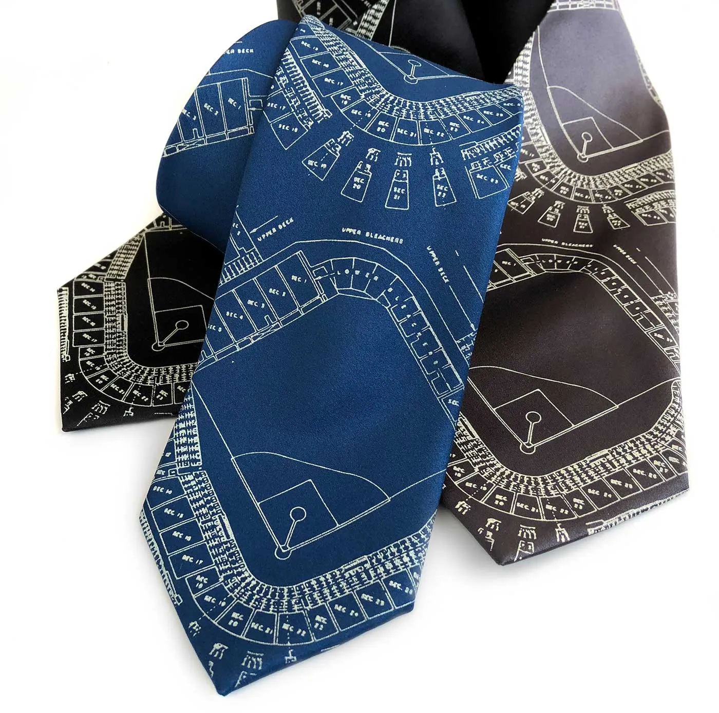 Old Tiger Stadium Blueprint Necktie, Historic Detroit Tie