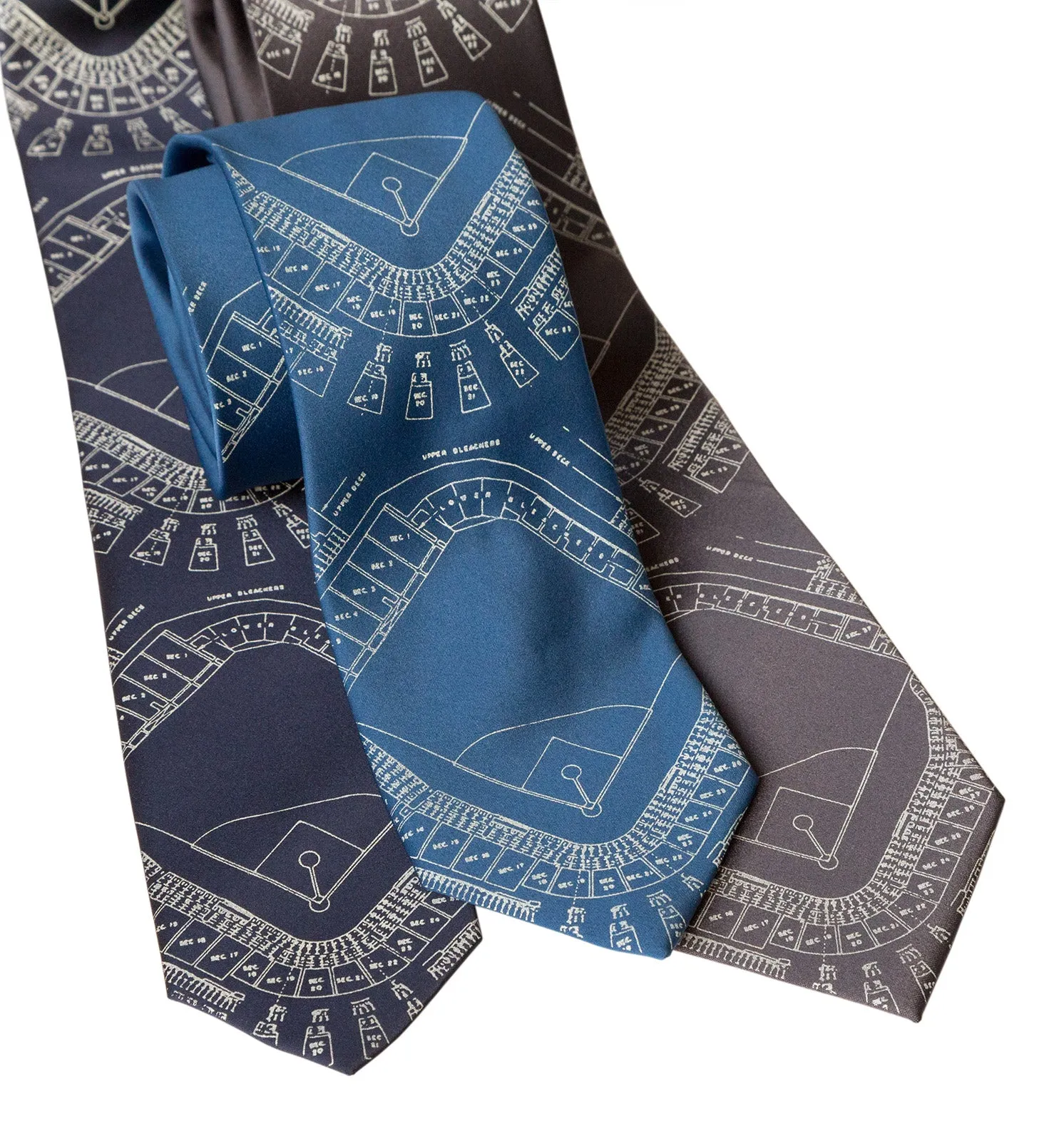 Old Tiger Stadium Blueprint Necktie, Historic Detroit Tie