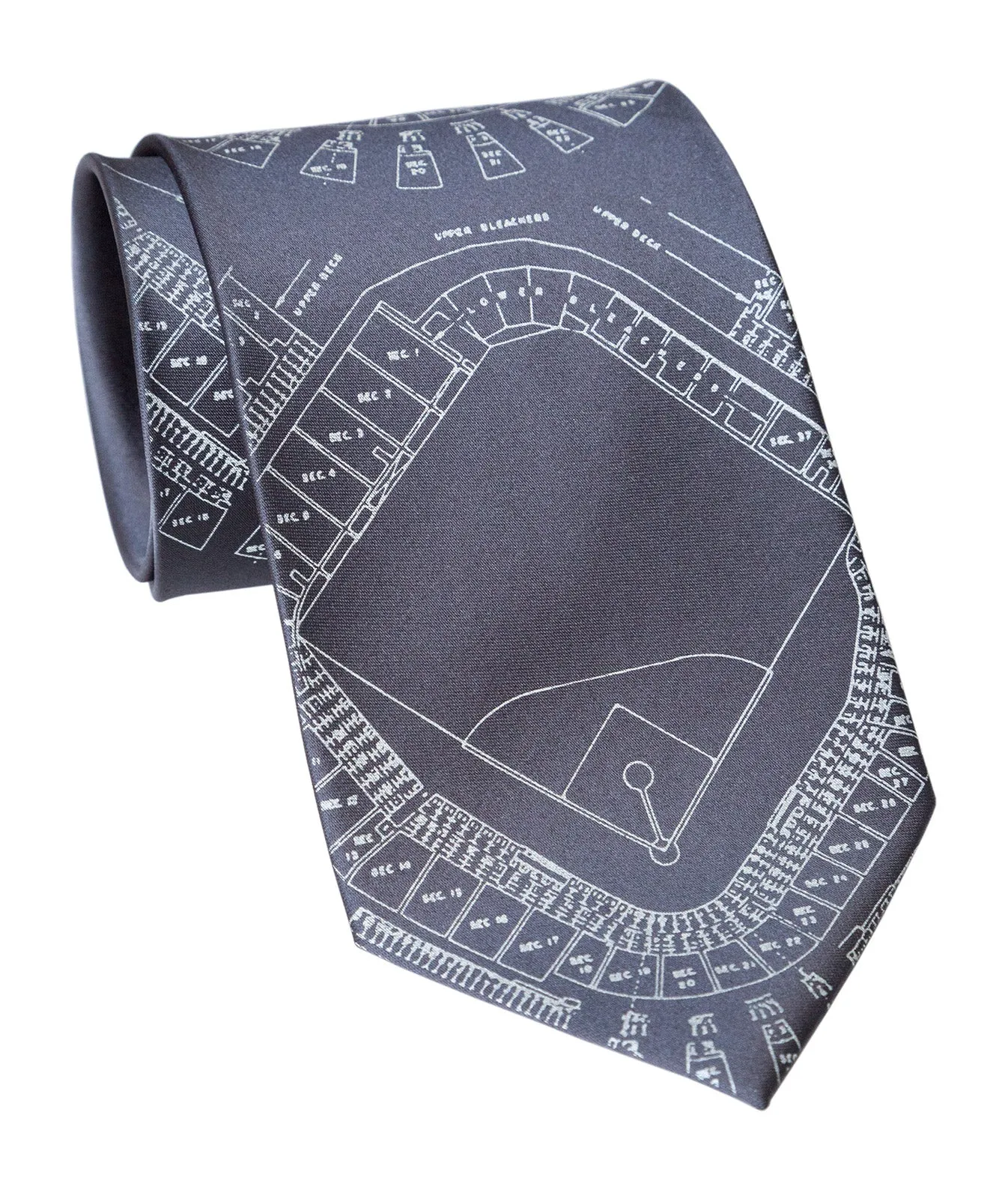 Old Tiger Stadium Blueprint Necktie, Historic Detroit Tie