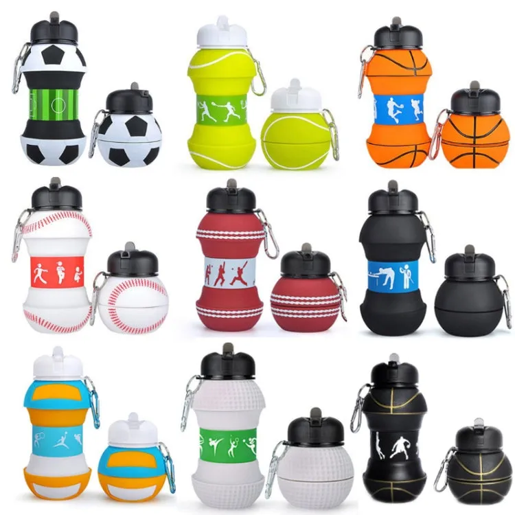 Outdoor Sports Anti-fall Water Bottle Portable Leak-proof Silicone Folding Cup, Shape: Baseball(550ml)