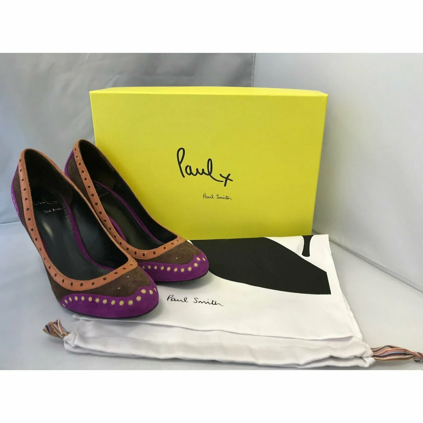 Paul Smith Multicoloured Suede Brogue Style Court Shoes UK 6 US 8 EU 39