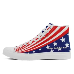 Personalized Flag Design Sneakers, Custom Patriotic High-top Shoes, Comfortable Casual Shoes