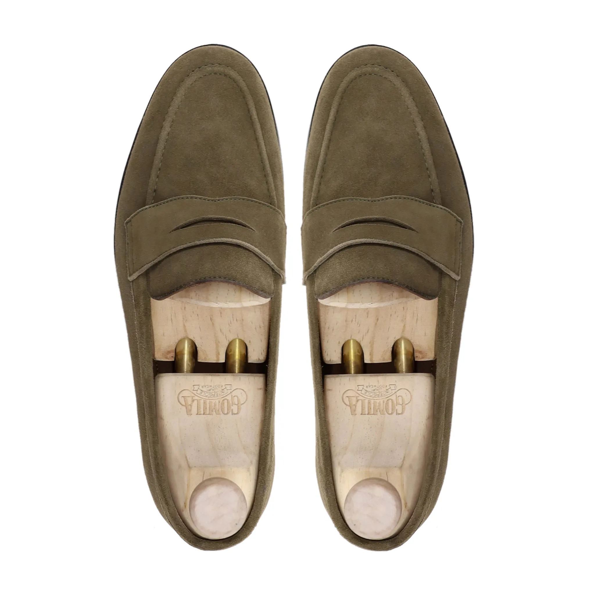 Phoebe - Men's Khaki Green Kid Suede Loafer