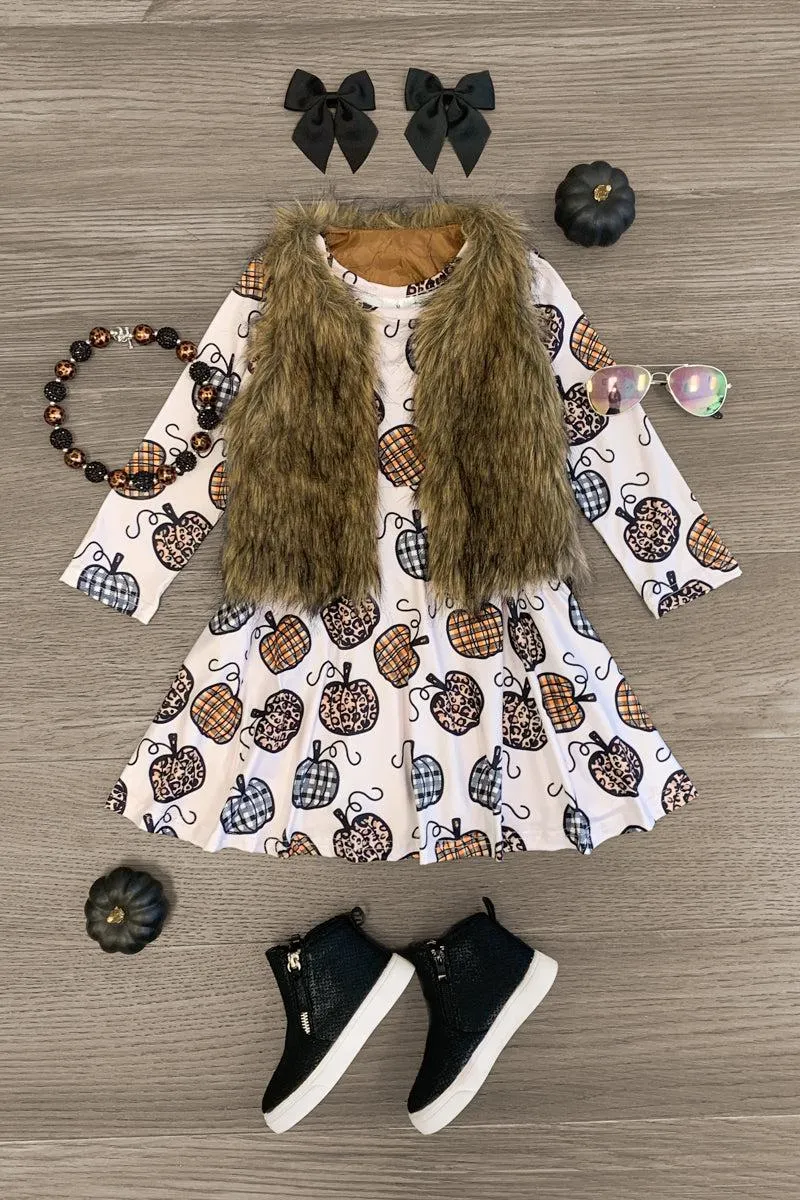 Plaid Cheetah Pumpkin Dress