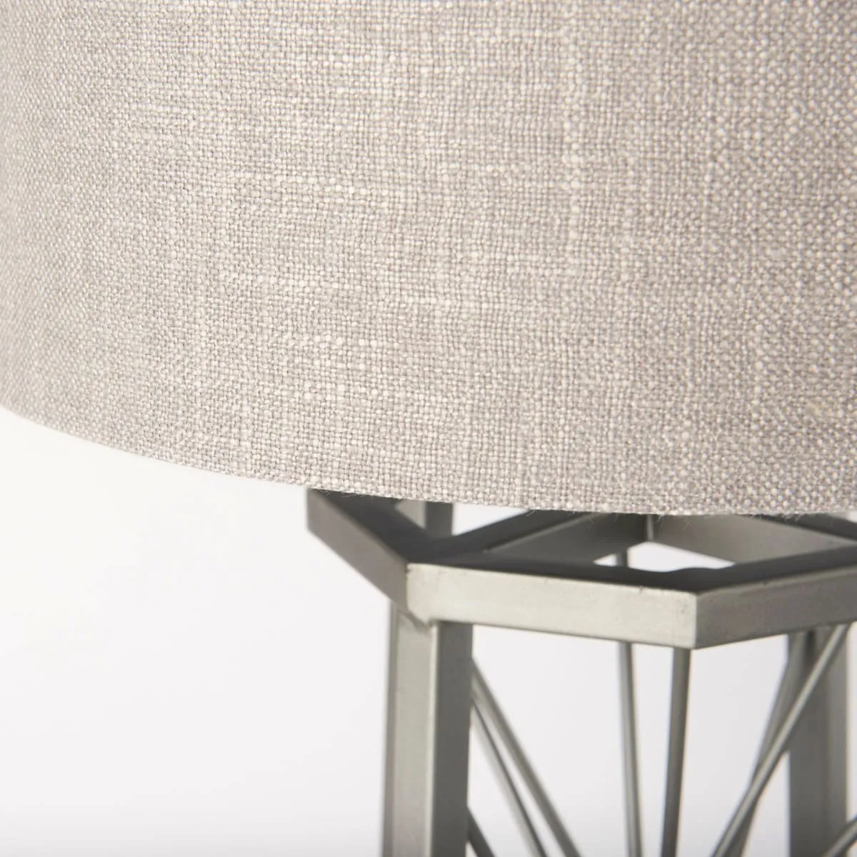 Raen Table Lamp Gray Metal | Beige Shade