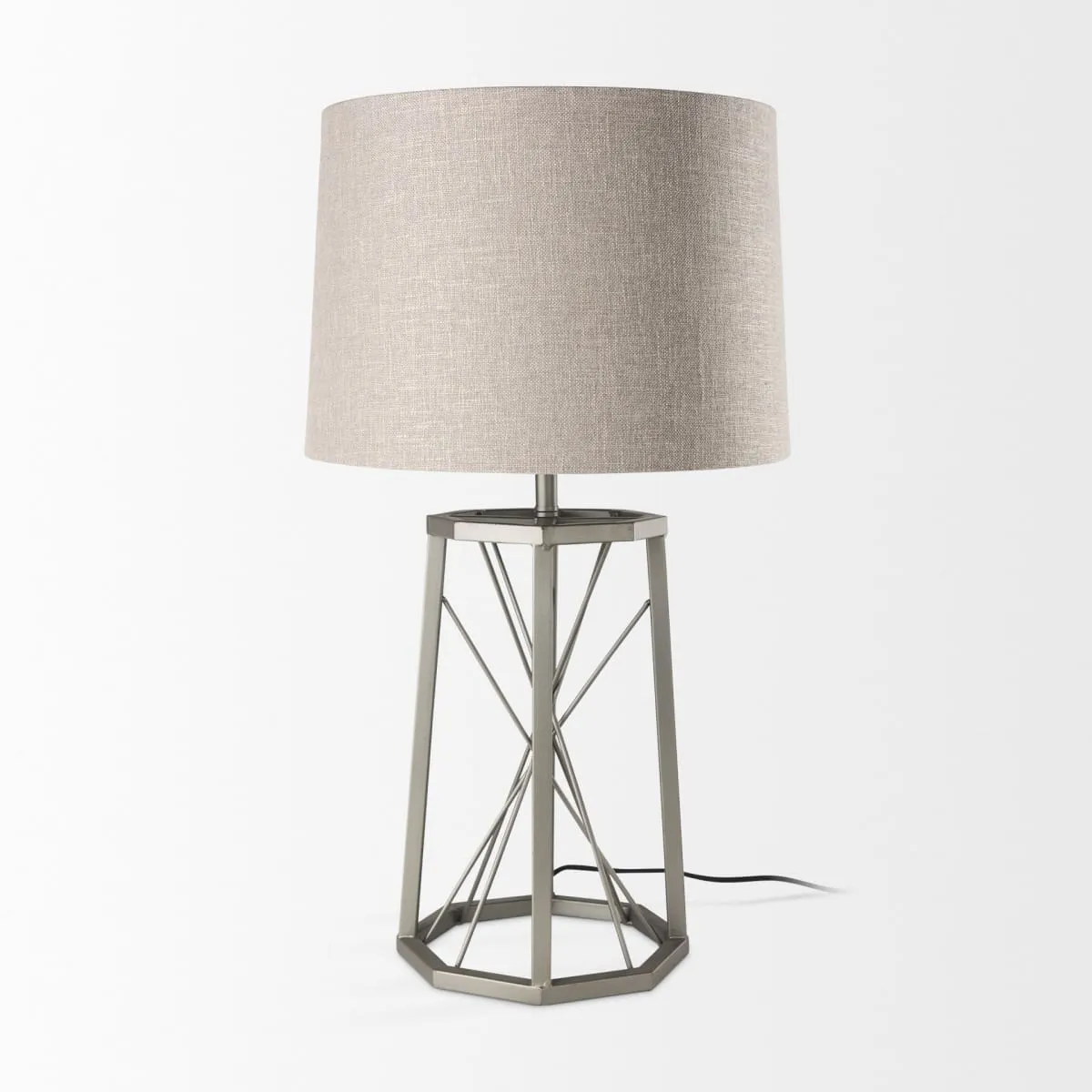 Raen Table Lamp Gray Metal | Beige Shade