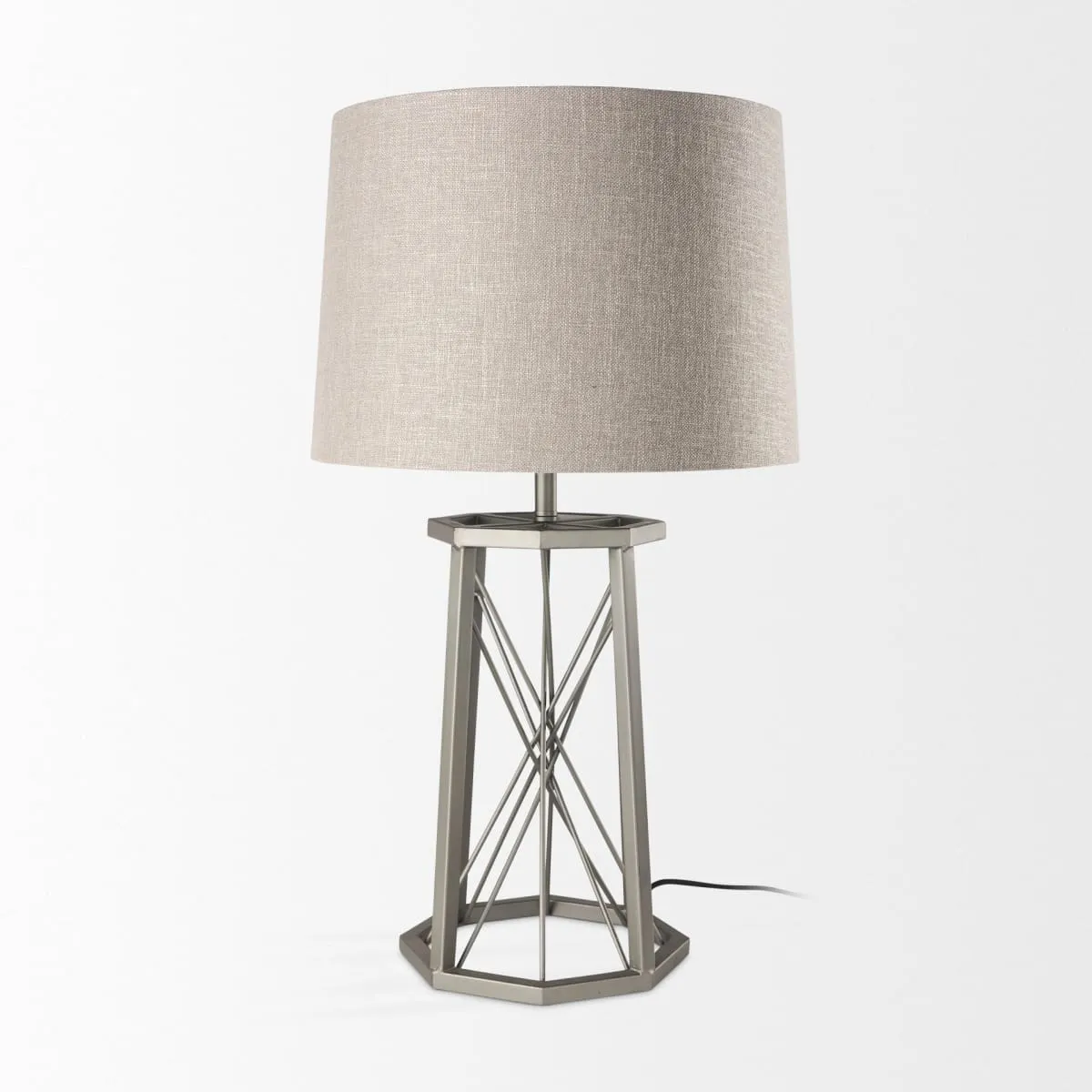 Raen Table Lamp Gray Metal | Beige Shade