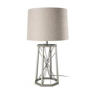 Raen Table Lamp Gray Metal | Beige Shade