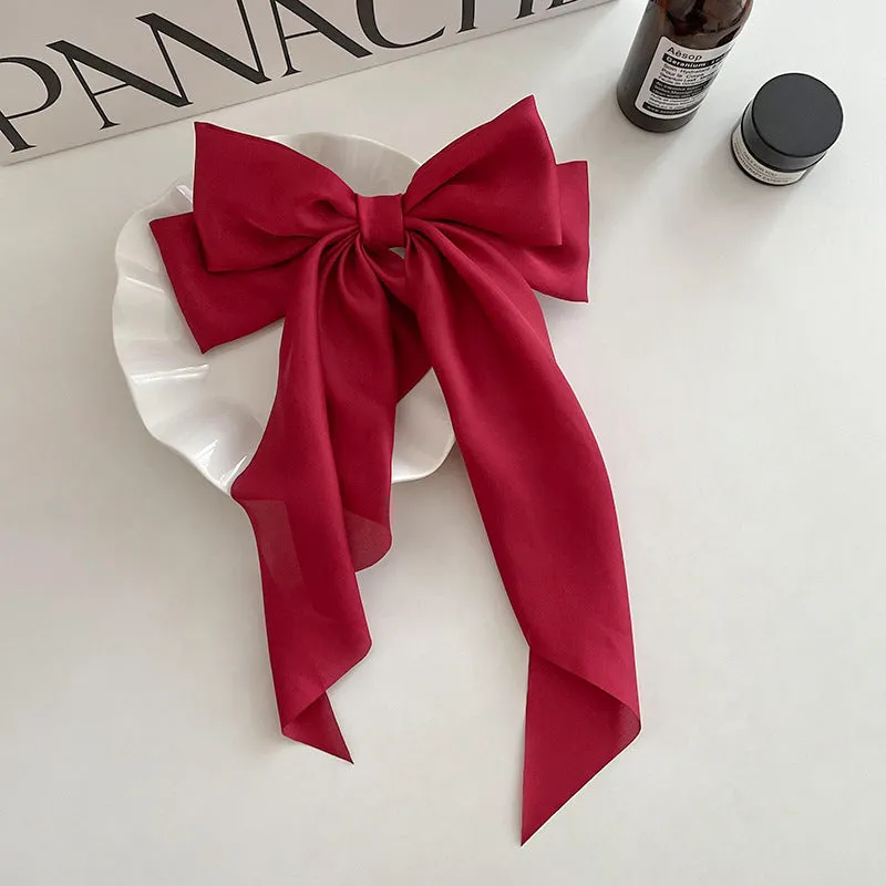 Red Ribbon Large Ribbon Headdress Spring Hair Clips Ladies Hairpin