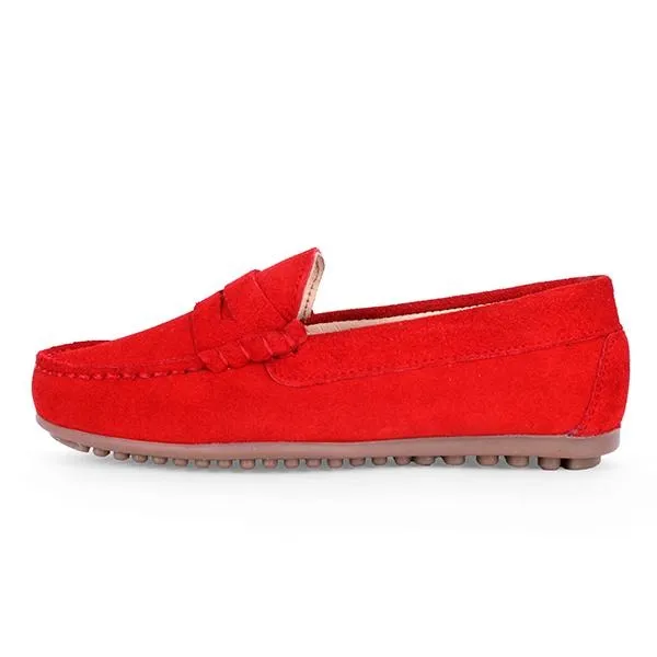 RED SUEDE FORMAL BOYS MOCCASIN