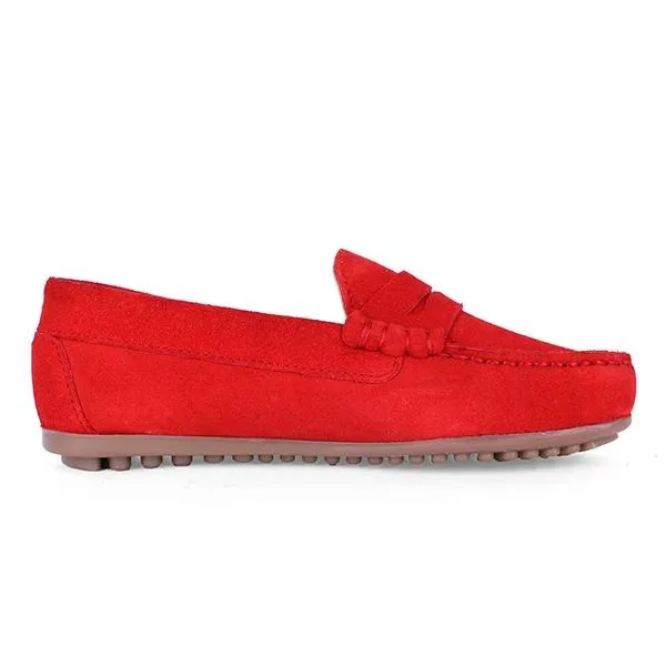 RED SUEDE FORMAL BOYS MOCCASIN