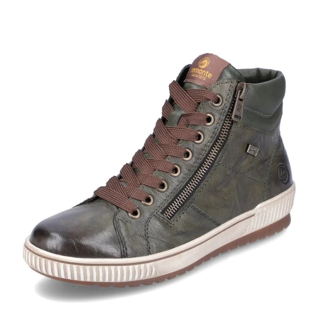 Remonte D0772-52 Ottawa Forest Green Leather Tex High Top Trainer Boots