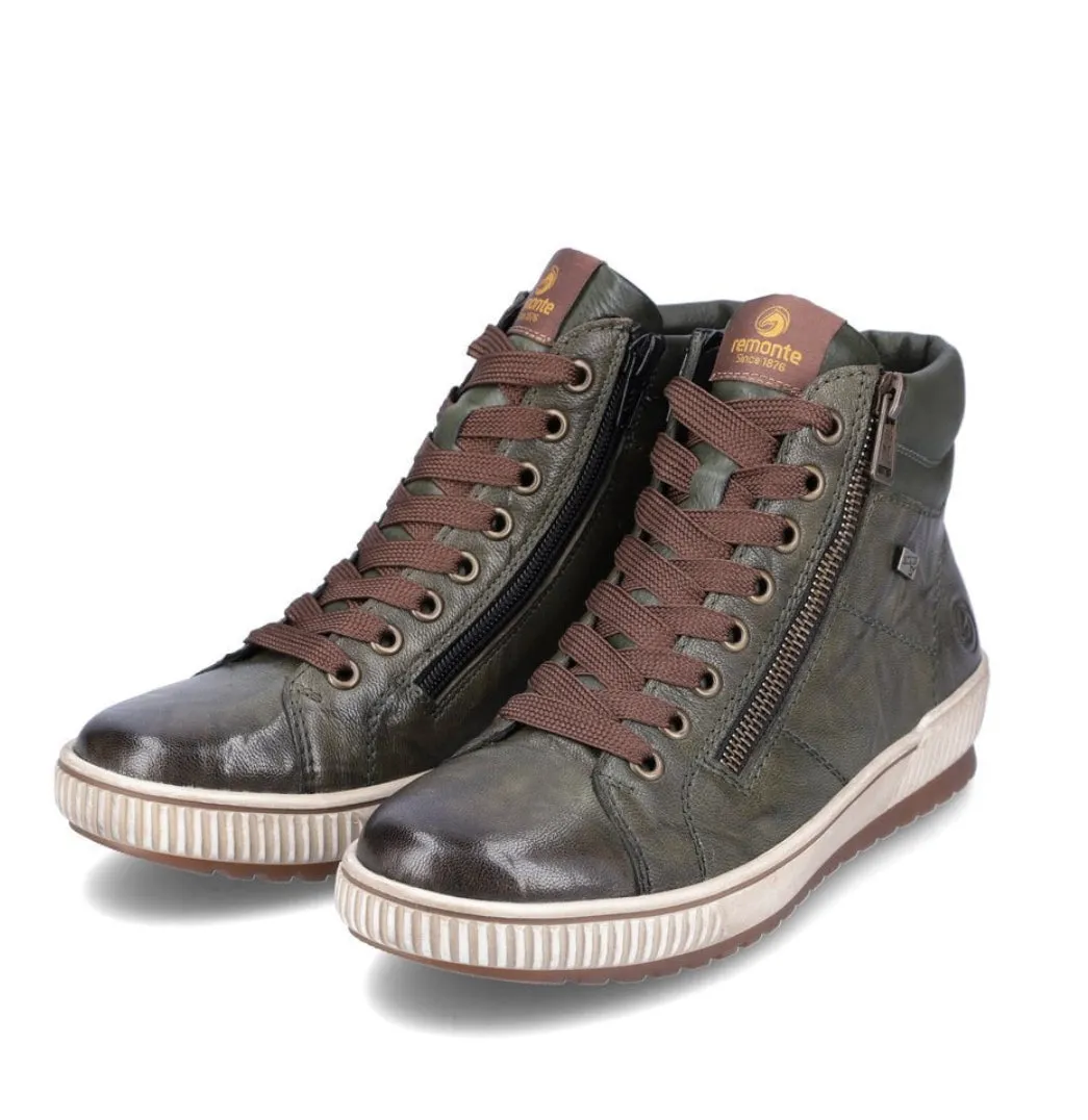 Remonte D0772-52 Ottawa Forest Green Leather Tex High Top Trainer Boots