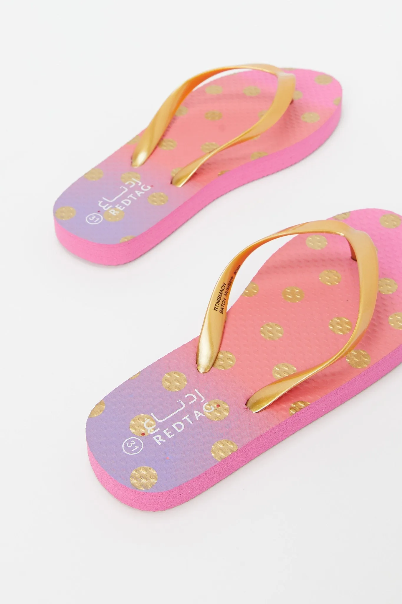 Senior Girls Pink And Gold Printed Flip Flop