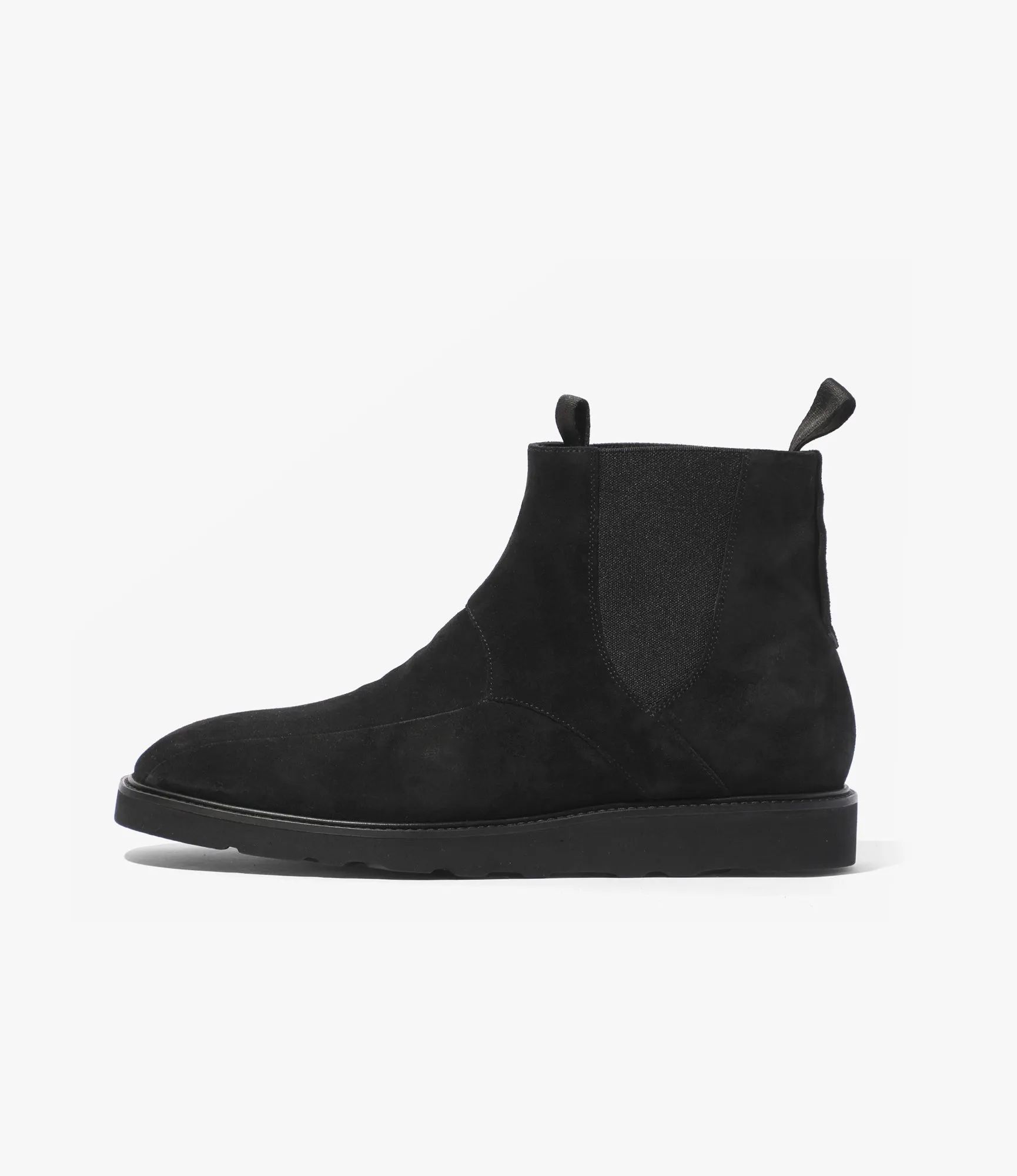 Square Toe Chelsea Boot – Black Suede